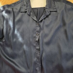 Banana Republic Dark Blue Satin Textured Shirt